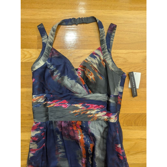 Andrew Marc Silk Mini Dress Cross Front Size 10 NWT - Picture 7 of 14